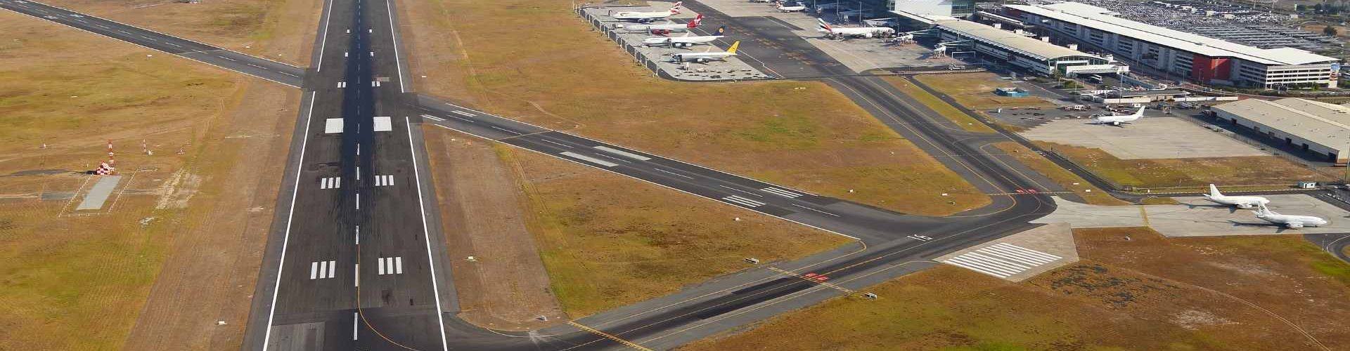 Sunset over Cape Town Airport runway