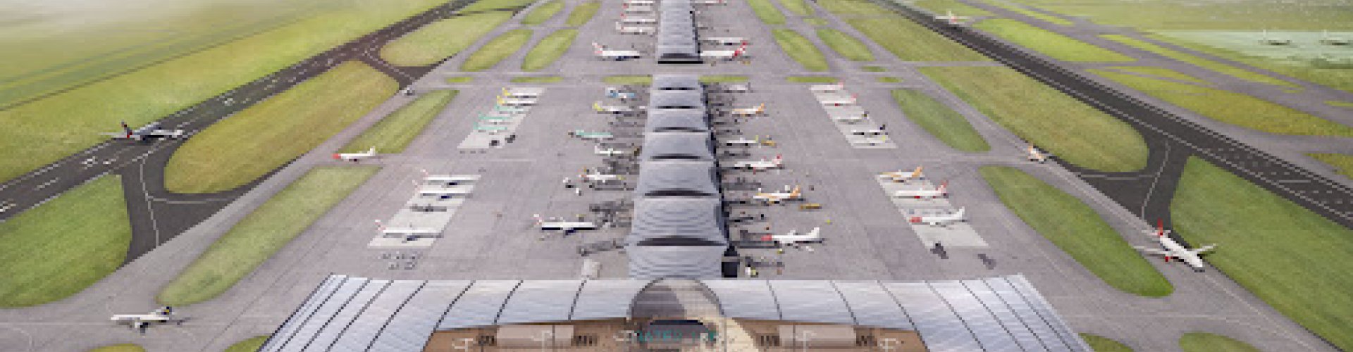 Gatwick Airport entrance with travellers