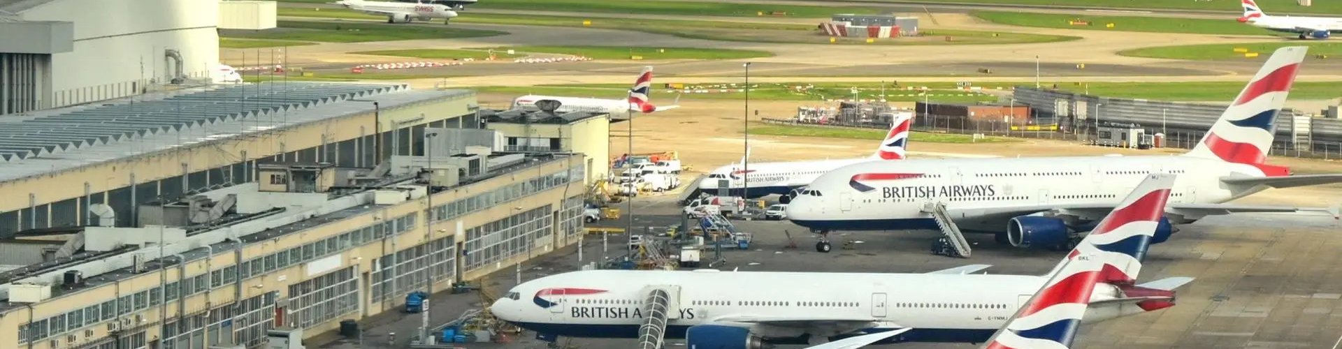 Sunset over Heathrow Airport, UK terminals