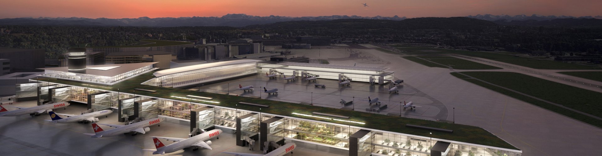 Zurich Airport, CH arrival view