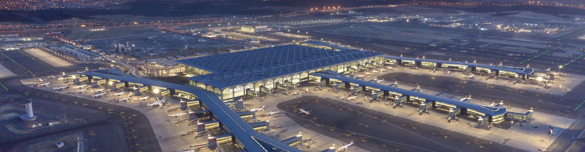 Rome cityscape with Leonardo Da Vinci - Fiumicino Airport, IT on the horizon