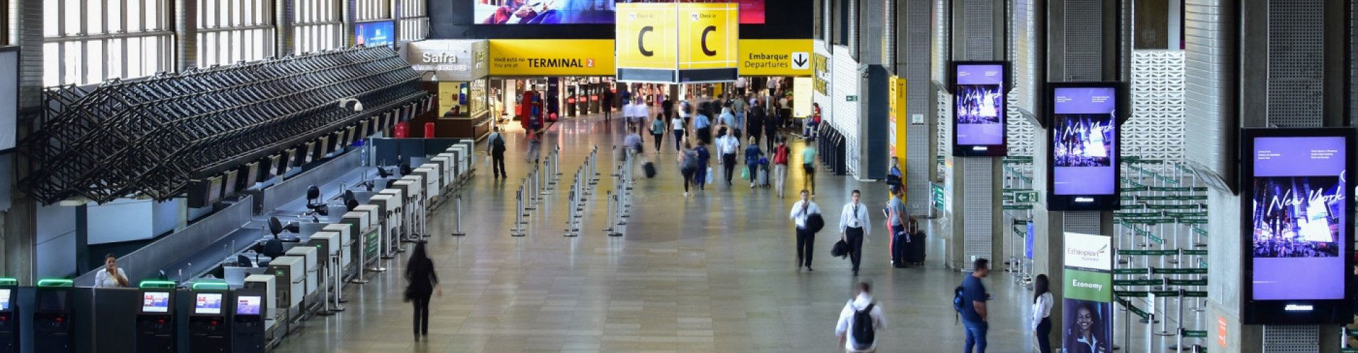 Sunset view of Guarulhos Airport terminals