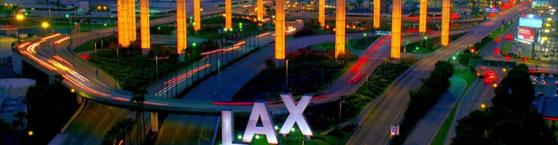 Sunset view over Los Angeles Airport terminals
